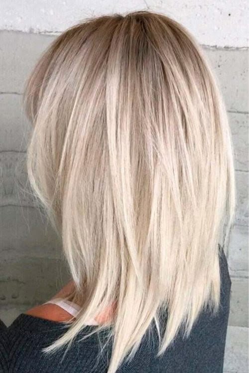 Straight blonde hair with clean layers